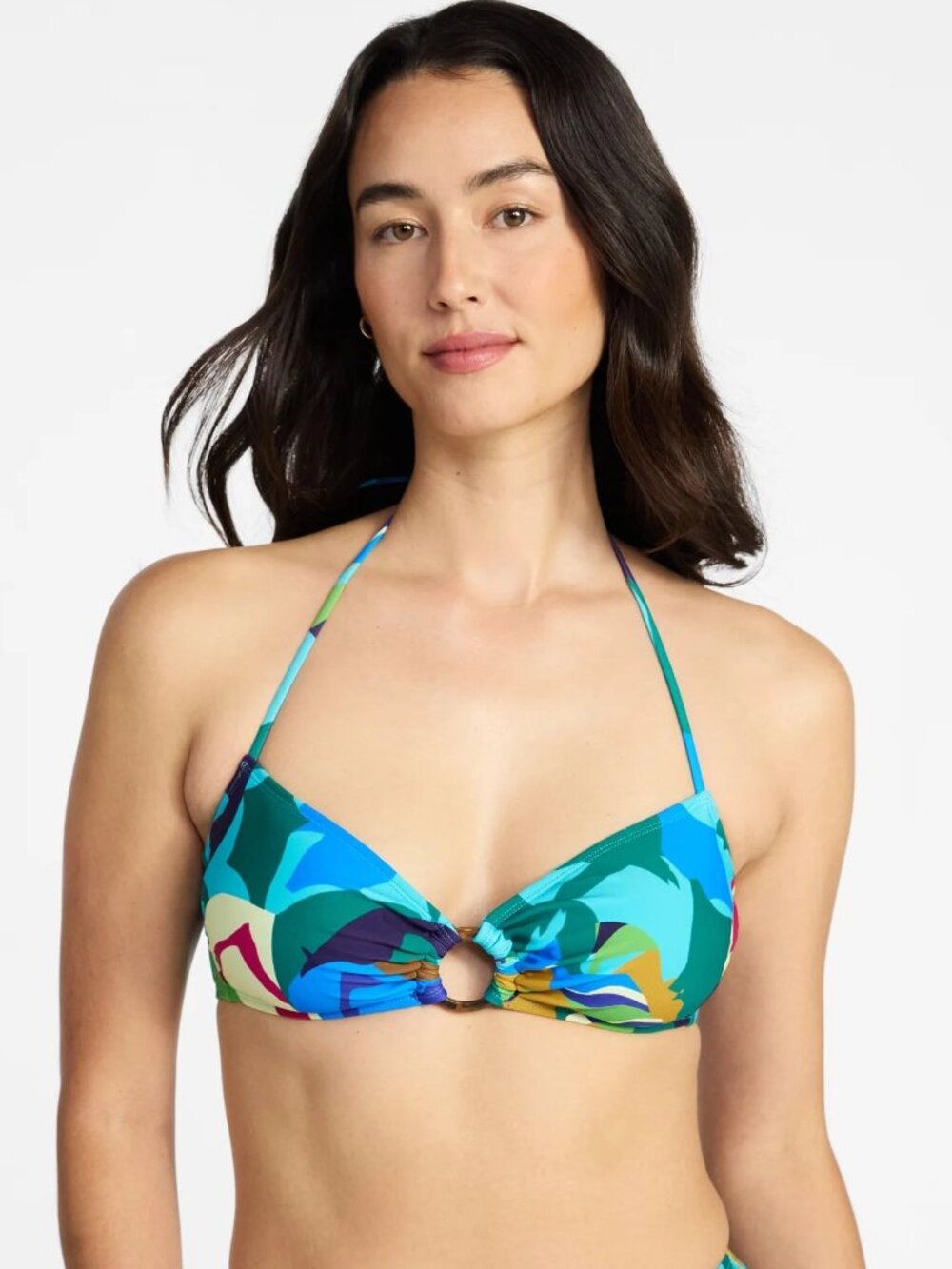 Time and Tru Women's and Women's Plus Size Abstract Print Bandeau Bikini Top,